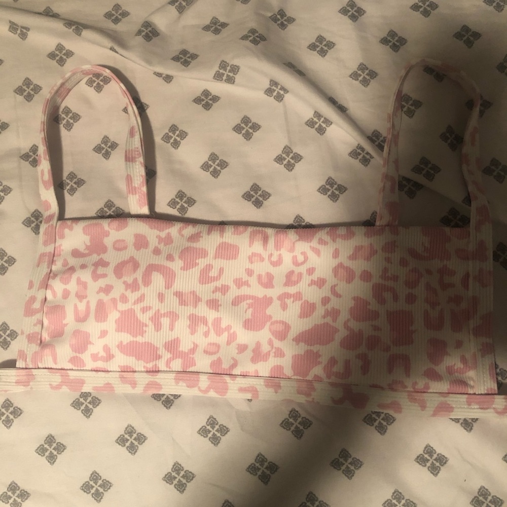 trendy pink cheetah print zaful bikini top